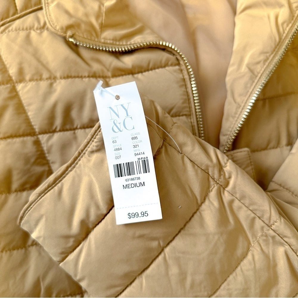 Women’s Jackets | New York and Company Quilted Tan Jacket - Picture 8 of 9
